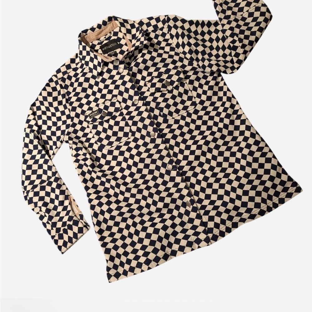 Wildfang Black and Cream Checkered Button-Down Shirt